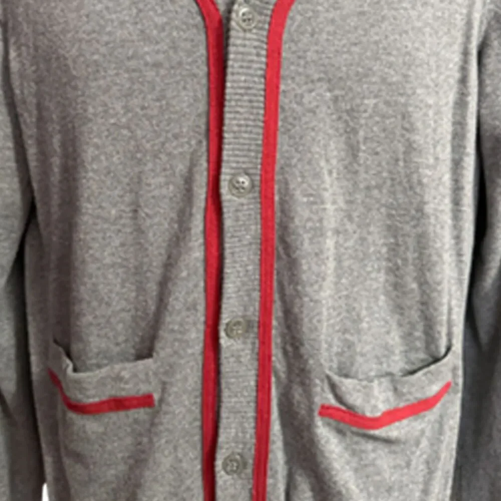 Stock Gray Retro Button Front Cardigan Sweater with pockets Size M